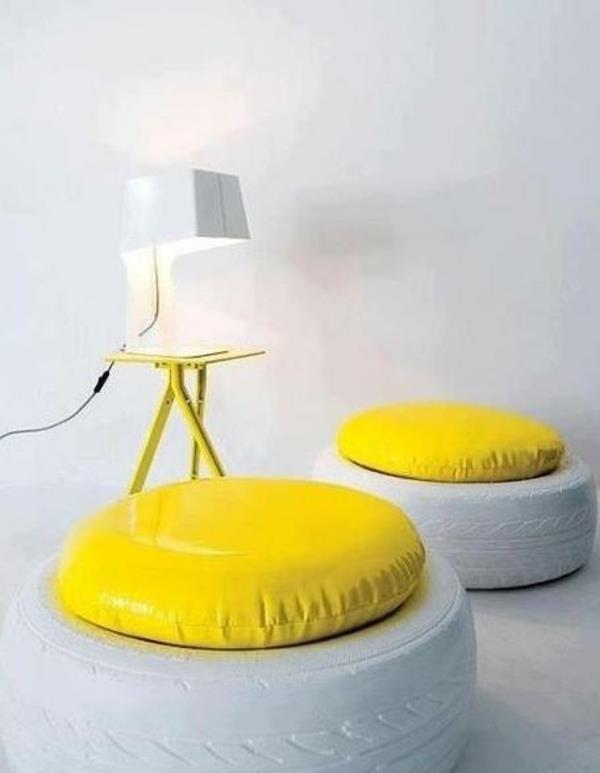 DIY huonekalut tunnelma auton renkaat keltainen istuin