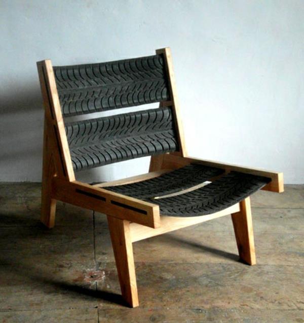 DIY -huonekalut, jotka on valmistettu autonrenkaista tuolin selkänojan puusta