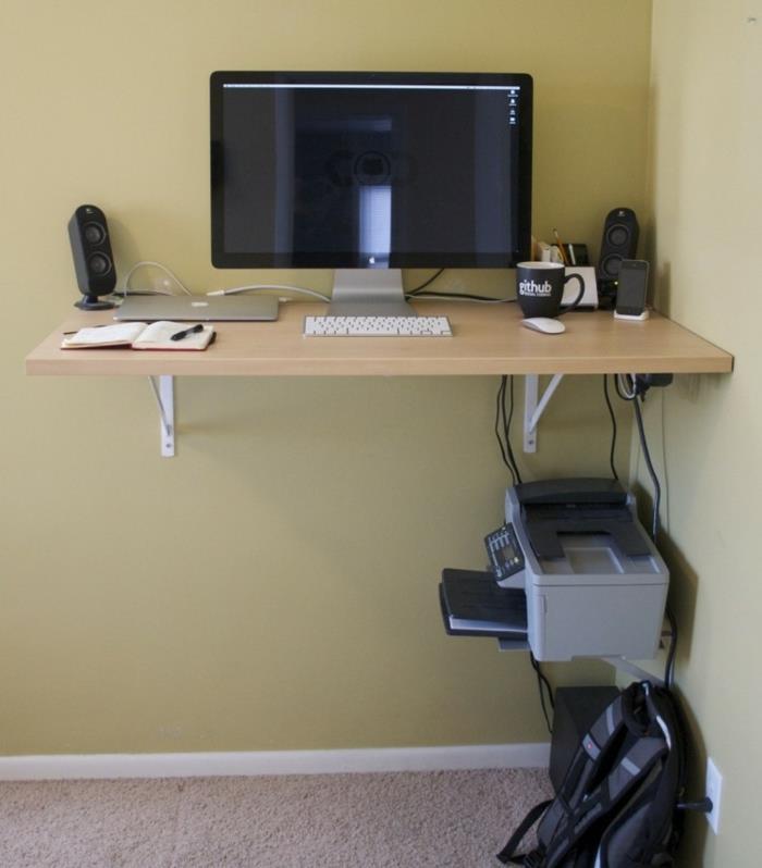 DIY -työpöytä rakenna itsellesi ideoita massiivipuupaneeli seinälle