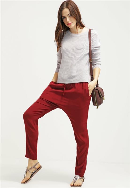 Naisten housut punaiset muodin trendit 2016 haaremihousut
