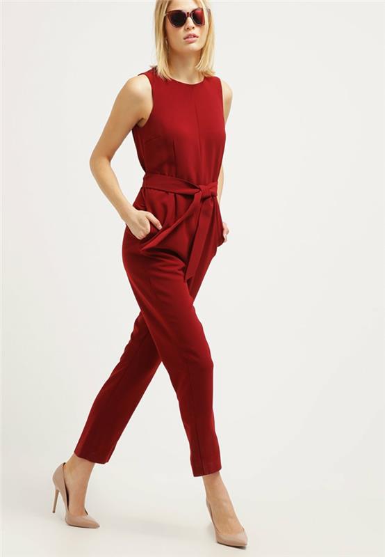 Naisten housut punaiset muodin trendit 2016 viininpunainen haalari