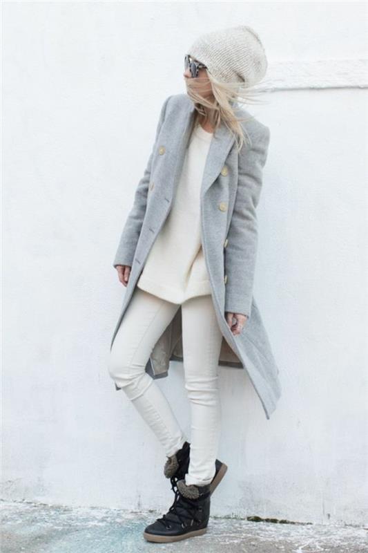 Naisten takki talviharmaa ylisuuri takki talvimuodin hyvät