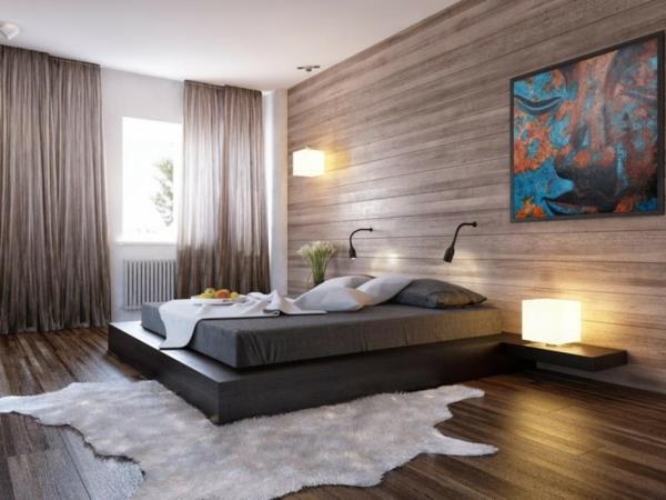 Suunnittele makuuhuoneen puuseinäverhous kokonaan ruskeaksi