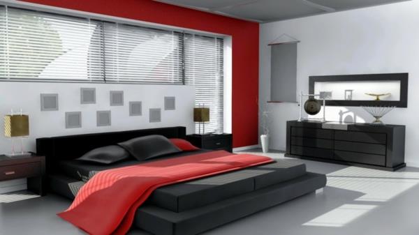 Suunnittele makuuhuoneen punaisen seinän päiväpeite