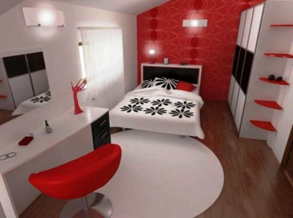Suunnittele makuuhuoneen punaseinäiset nojatuolit täysin