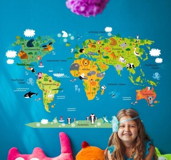 Seinätarra antaa asuinalueellesi lumoavan viehättävän maailmankartan, jossa on eläinten lastenhuone