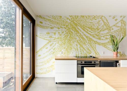 Koriste-nauha-seinä-koristelu-kuvio-liukuovi-keittiö-suunnittelu