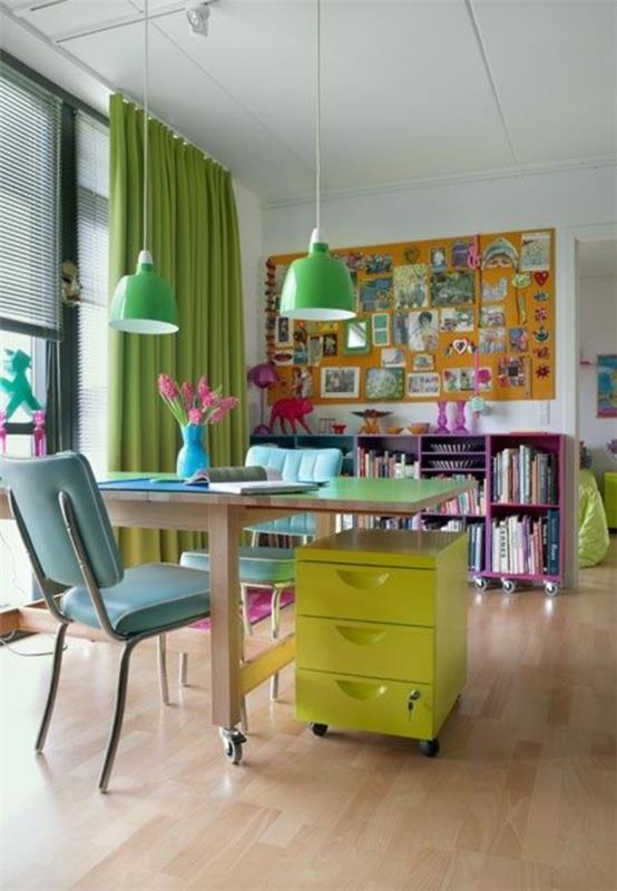 lastenhuoneen toimistokalusteet ergonomisesti käytetty kokonaisuus tuoreena