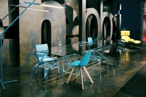 Suunnittelija huonekalut kokoelma sininen ruokasali huonekalut lasi pöytä