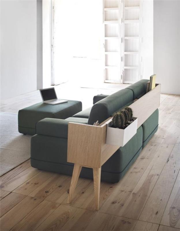 Suunnittelukalusteet online -olohuoneen huonekalut sohva tummanvihreä