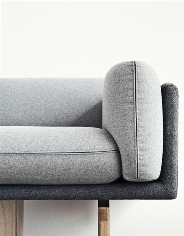Osta suunnittelukalusteet verkossa olohuoneen huonekalut sohva harmaa verhoiltu sohva