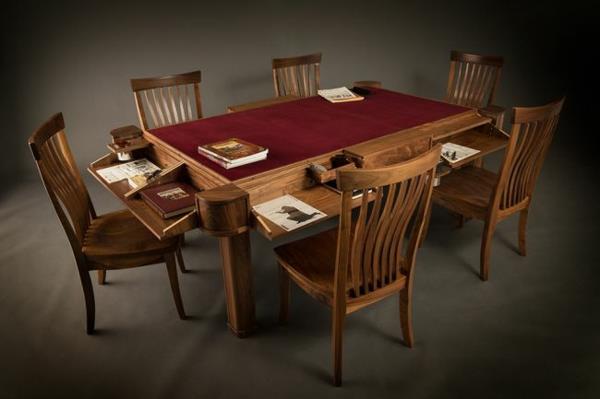 Pelipöytä, korttipöytä, design -tuolit