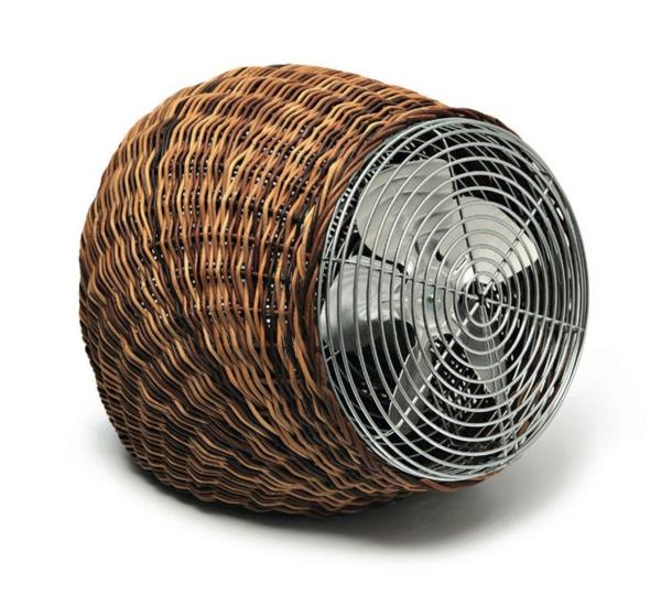 Suunnittelija Wind S Fan rottinkipintaratkaisun jäähdytystuuletin