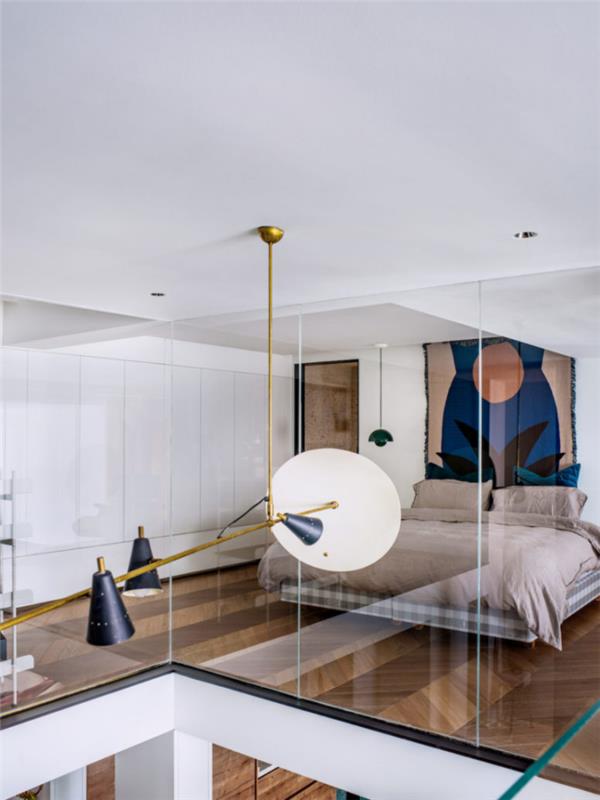 Suunnittelija -asunto Kiinassa Makuuhuone Puhdas estetiikka lasiseinä
