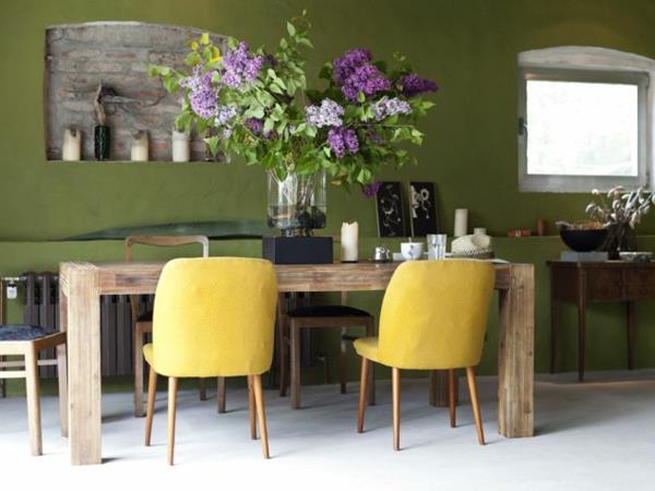 Ruokapöytä puun väri vihreä väri tarkoittaa vihreää keltaista tuolia