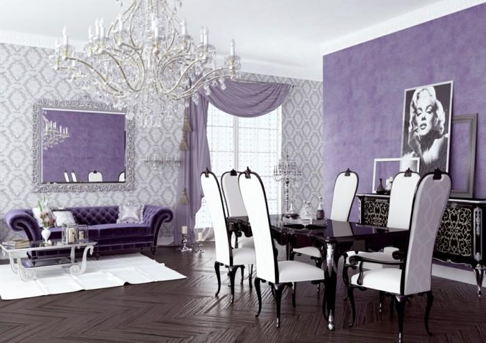 Violetti ruokasali asetti tyylikkäät huonekalut