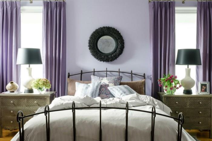 Väri violetti vaalean violetti seinät makuuhuone