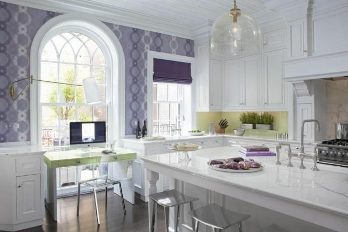 Väri violetti keittiö valkoinen keittiö saari violetti roomalainen sokea