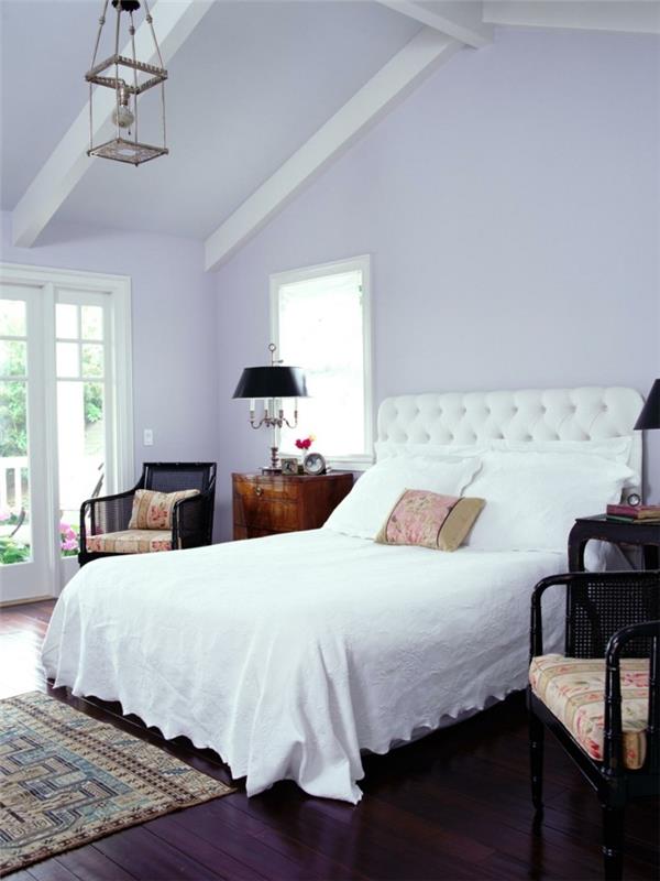 Väri violetti laventeli seinämaalaus makuuhuone