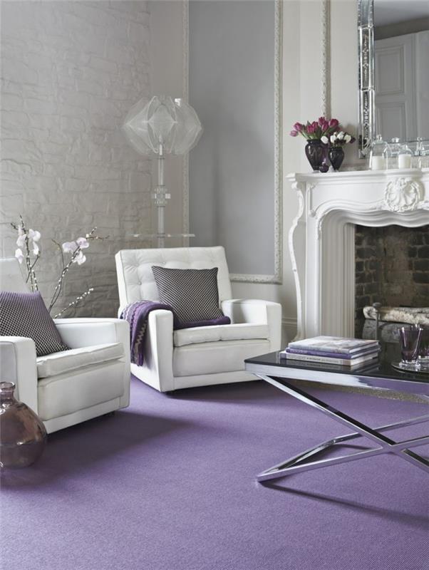 Väri violetti violetti matto valkoinen olohuoneen huonekalutakka