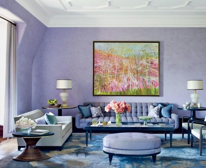 Väri violetti kaunis tapetti olohuone värillinen maalaus
