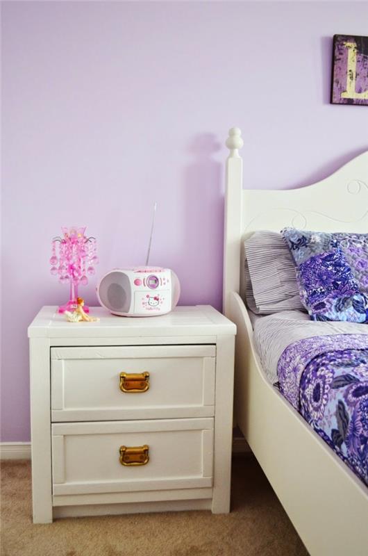 Väri violetti seinämaalaus makuuhuone violetti vuodevaatteet