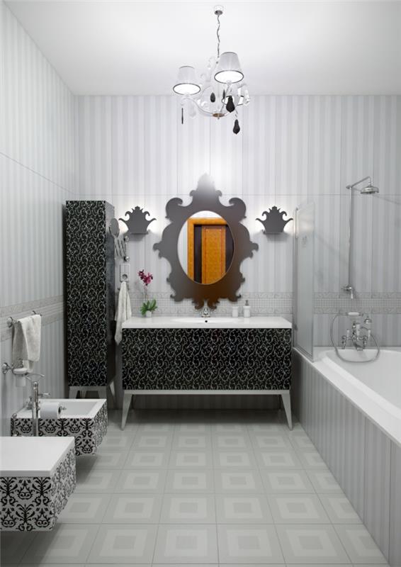 Goottilaisessa arkkitehtuurissa on taidetta valkoinen kylpyhuoneen muotoilu