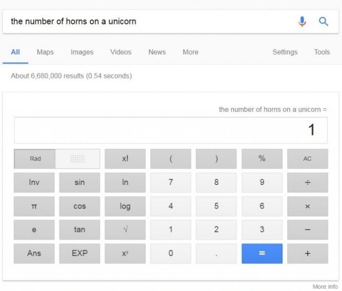 Paras Googlen pääsiäismunien yksisarvinen, kuten monet sarvet