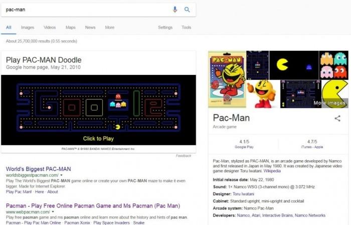 Paras Googlen pääsiäismunat pac man retro minipeli