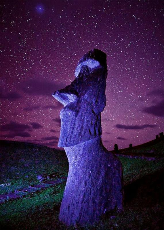 violetti taivas Hämmästyttävät pääsiäissaaren chilen tähdet