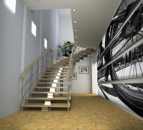 Digitaaliset seinämaalaukset valaistus katto portaat kaide polkupyörä
