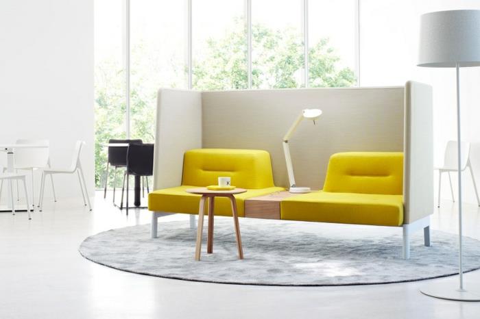 Docks modulaarinen sohva keltainen pyöreä mattolattiavalaisin