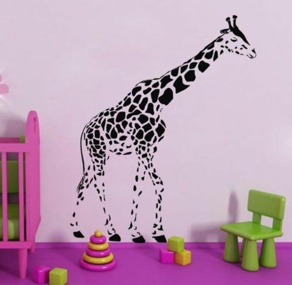 Viidakko lasten tapetit suunnittelu lastenhuone violetti kirahvi