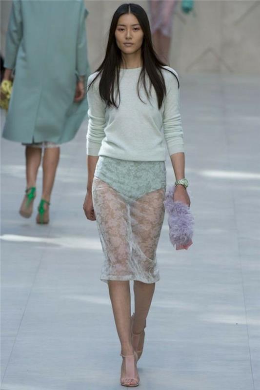 Läpinäkyvät mekot suunnittelija catwalk muoti läpinäkyvä hame