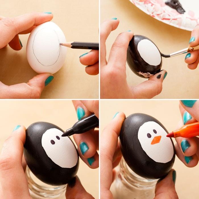 Munat maalaavat kasvot pääsiäismunat tekevät munista kasvot maalaa pääsiäiskoristeet itse pingviinit