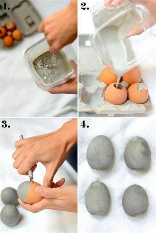 Puhalla munat ja täytä betonilla