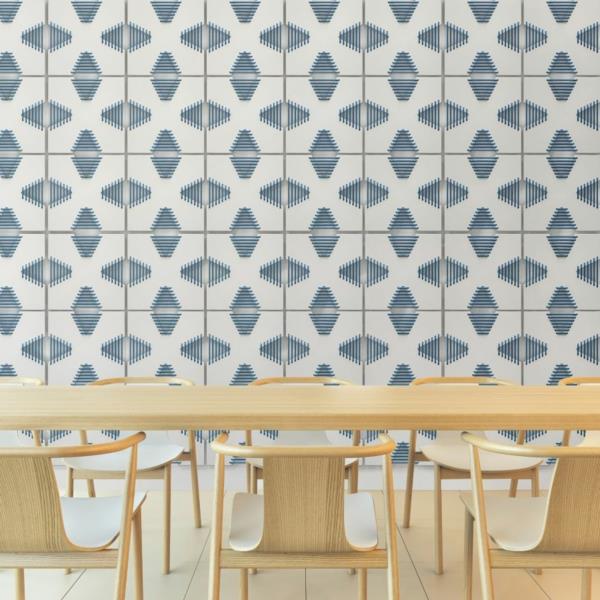 seinän suunnittelu korsetti seinälaatat ruokasali sininen johto