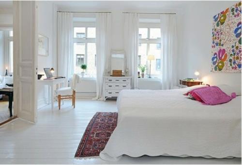 Sisustusideoita ruotsalainen sisustus valkoinen makuuhuone