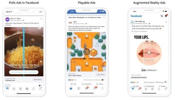 Facebook esittelee interaktiivisia mainoksia erilaisissa mainontamuodoissa