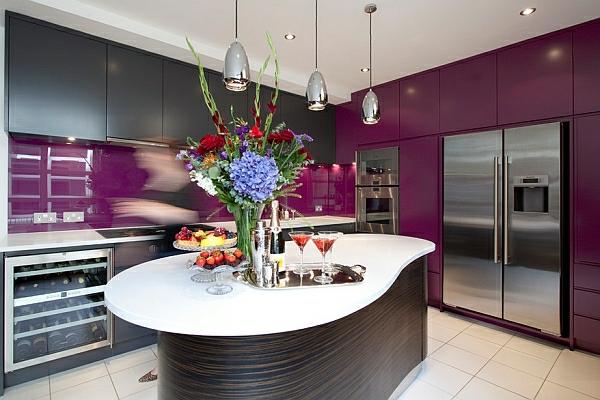 violetti tumma hienostunut ulkonäkö keittiön kaappeihin