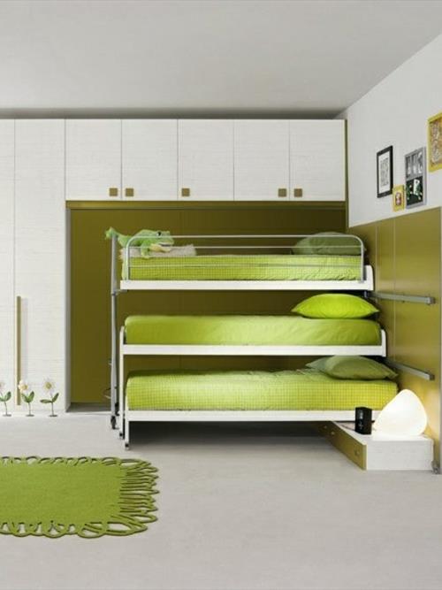 vihreä parvisänky värimaailma nuorisohuoneen ulosvedettävä sänky