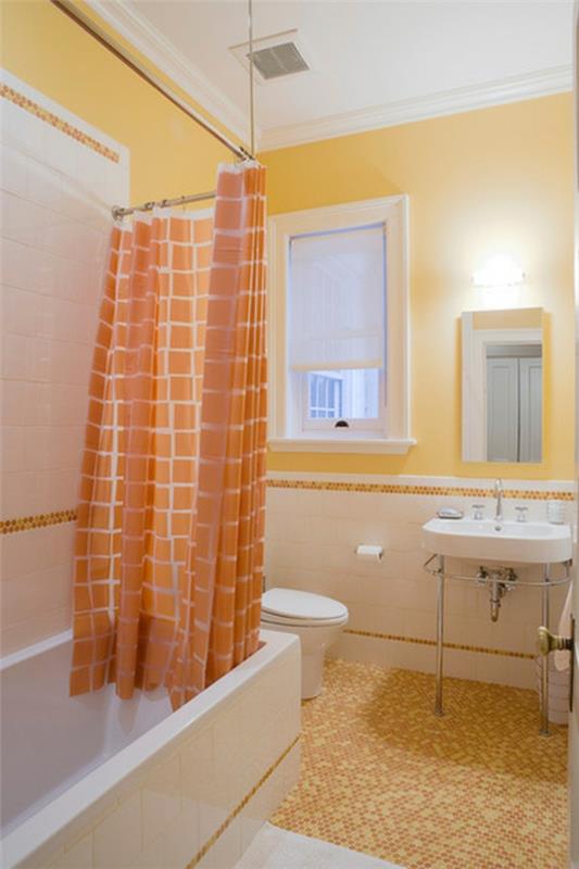 Värisuunnittelu ja seinän värit ideoita kylpyhuoneen suihkuverho