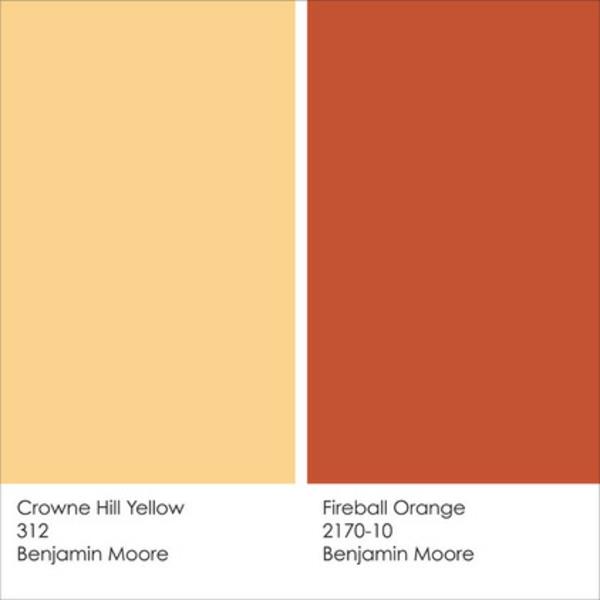 Värisuunnittelu ja seinäväriideat tulipallo keltainen oranssi