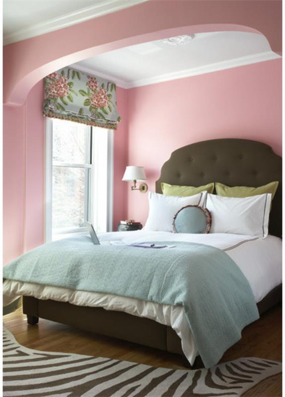 Värisuunnittelu ja seinän värit ideoita makuuhuone vaaleanpunainen