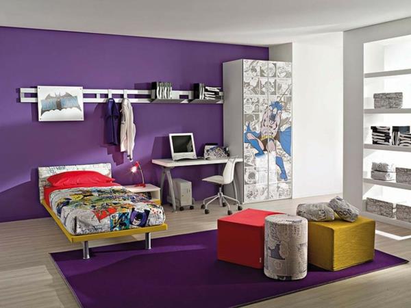 Väriideoita värikkäitä seiniä seinän suunnittelu olohuone violetti