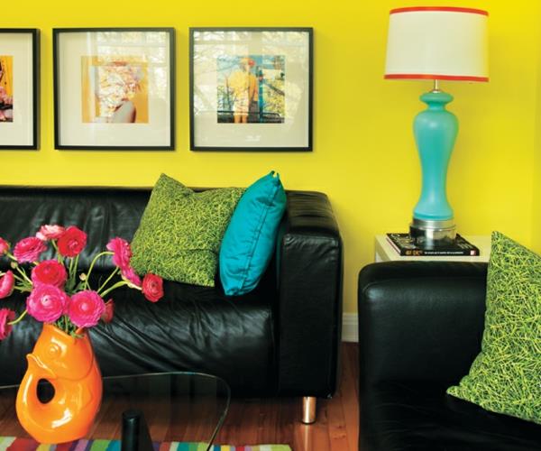Väriideat kirkkaat seinät seinäsuunnittelu olohuoneen sohva