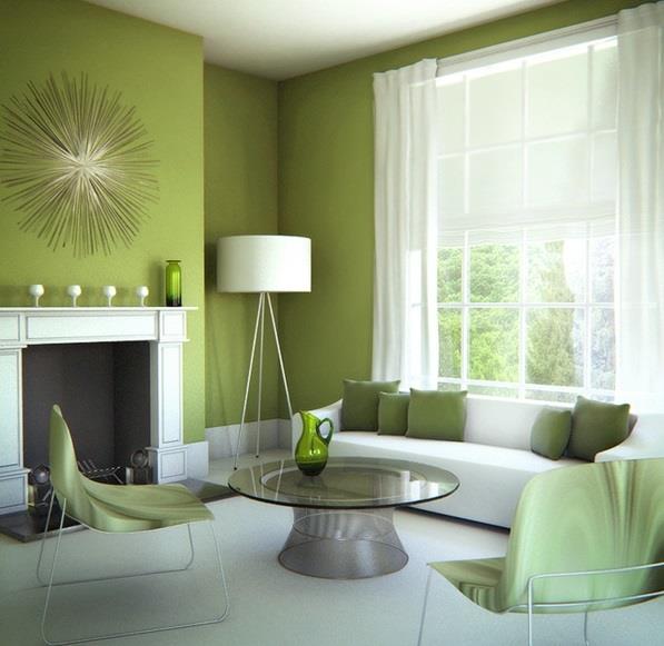 Väriideat koriste -esineet seinät seinän suunnittelu olohuoneen lattiavalaisin vihreä