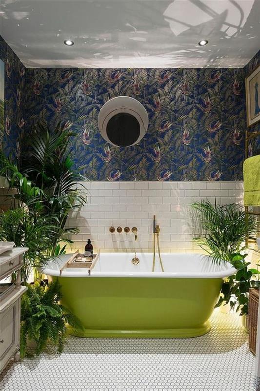 Feng Shui kylpyhuone vihreä kylpyamme huonekasvit