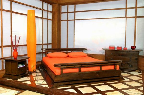 Feng-Shui-makuuhuoneen muotoilu on täysin oranssi