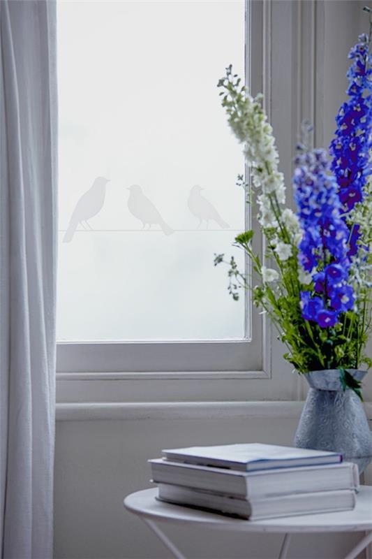 Yksityisyyskalvo ikkunan lasiovet itseliimautuvat tyylikkäät kukat